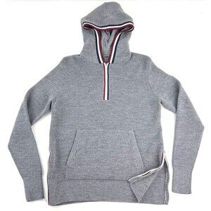 G/Fore Womens Waffle Stitch Merino Wool 1/4 Zip Hoodie Gray Long Sleeve Sz S